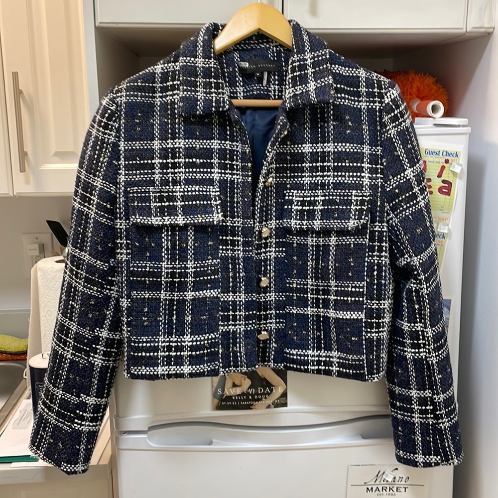 Blue tweed cropped blazer/jacket